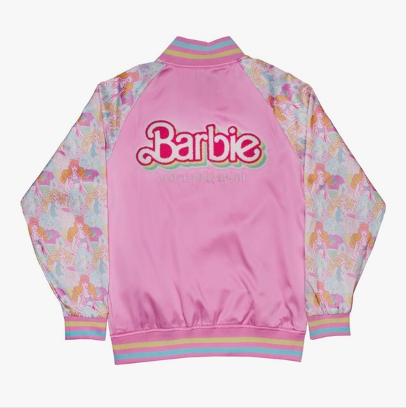 Loungefly Barbie™ 65th Anniversary Pink Unisex Collectors Rare Bomber‎ Jacket - Picture 2 of 7